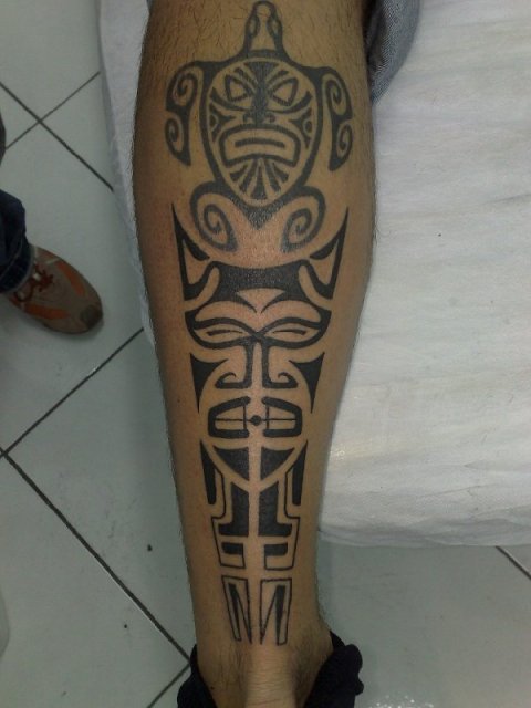 Pepe - Polynesian style: real inked placement tattoo photo thumbnail