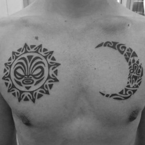 Rawiya - Sun and moon: real inked placement tattoo photo thumbnail