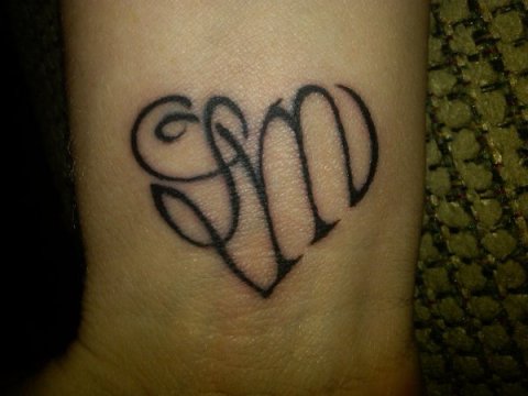 Shawna - L+M heart: real inked placement tattoo photo thumbnail