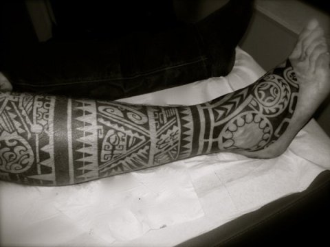 Tanne - Marquesan leg: real inked placement tattoo photo thumbnail