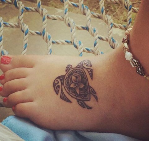 Tess - Frangipani turtle: real inked placement tattoo photo thumbnail