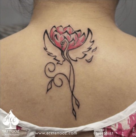 Acetattooz - Phoenix lotus: real inked placement tattoo photo thumbnail